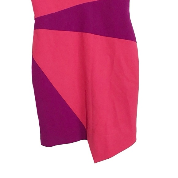 Nicole Miller - Color Block Asymmetrical Dress Pink & Purple Size 6 - Picture 6 of 15